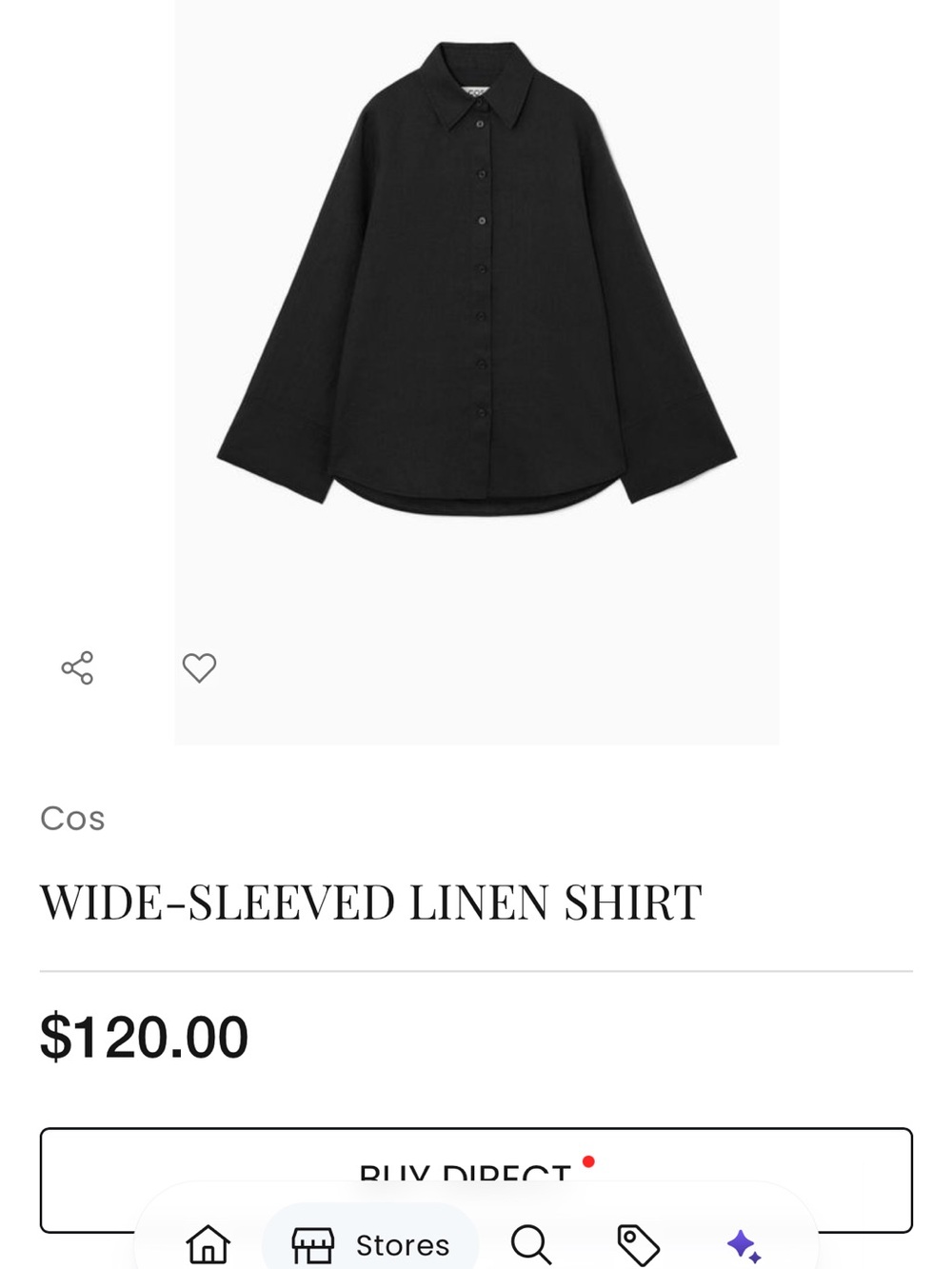 COS Linen Black Oversized Button-Up Shirt - Picture 9 of 15